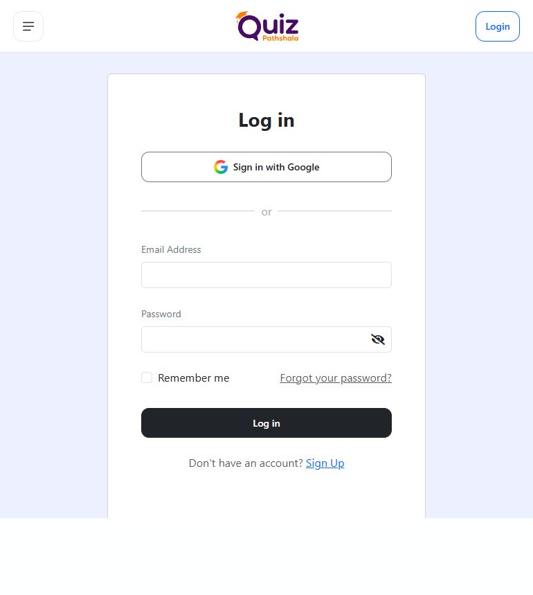 Log in with email and password or choose Sign in with Google. Forgot your password? is above the Log in button.
