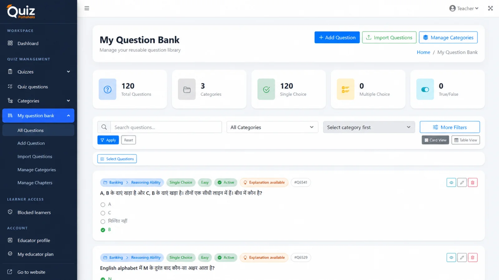 Build and reuse your question library