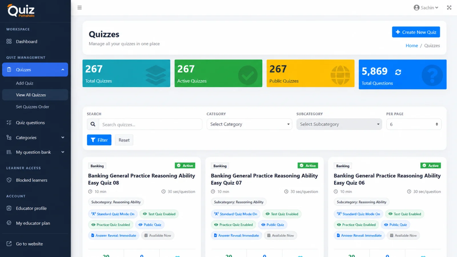 Create and manage quizzes with ease