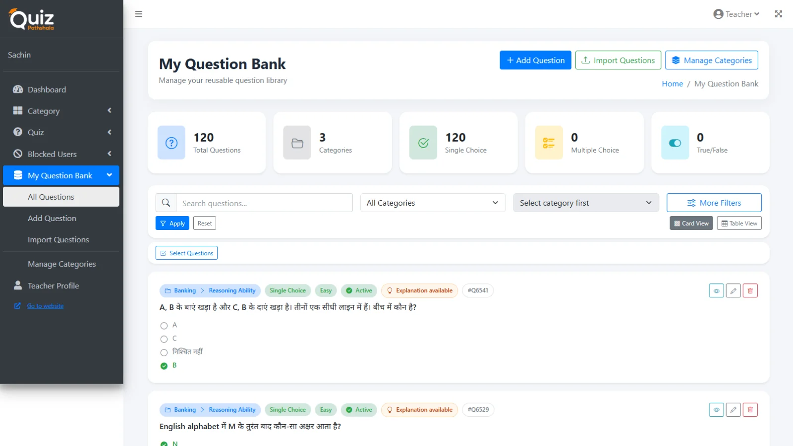 Build and reuse your question library