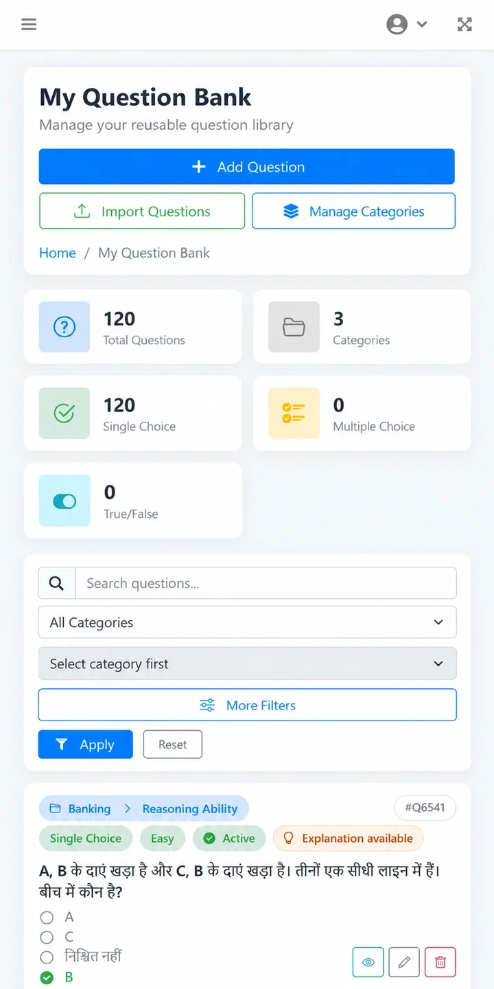 Build and reuse your question library mobile preview
