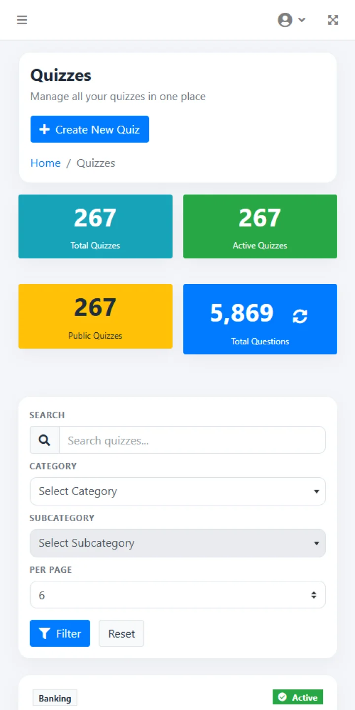 Create and manage quizzes with ease mobile preview
