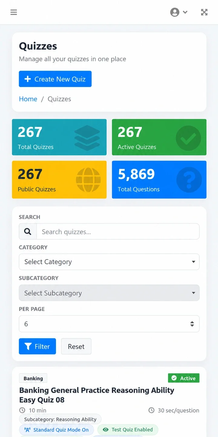 Create and manage quizzes with ease mobile preview